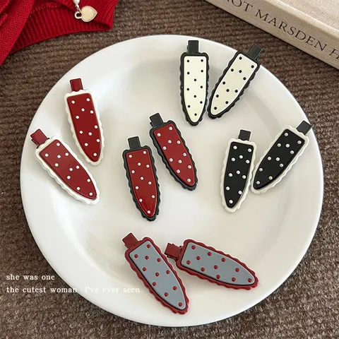 Fermaglio per Capelli a Becco d'Anca con Pois Vintage in Lega di Resina per Donna Styling Quotidiano