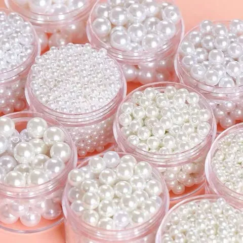 Materiali per la Creazione di Gioielli Fatti a Mano DIY Perle Finte ABS Perline Sfatate Tonde Perle con Foro Dritto per Bracciali Portachiavi