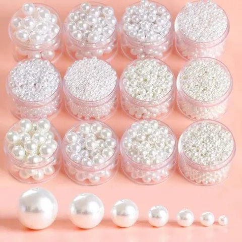 Materiali per la Creazione di Gioielli Fatti a Mano DIY Perle Finte ABS Perline Sfatate Tonde Perle con Foro Dritto per Bracciali Portachiavi