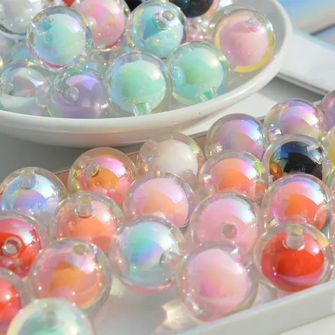 Perle Tonde in Acrilico Placcato UV Colorato Distanziatore per Catena da Telefono Fai da Te Creazione di Gioielli Accessori Artigianali