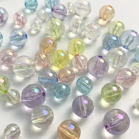 Perle Tonde Trasparenti in Acrilico Colore AB Perle Sfuse DIY Artigianato Per Catene per Telefono Braccialetti Creazione di Gioielli Fatti a Mano