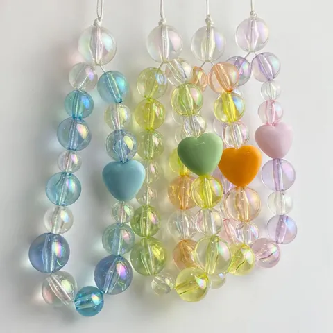 Perle Tonde Trasparenti in Acrilico Colore AB Perle Sfuse DIY Artigianato Per Catene per Telefono Braccialetti Creazione di Gioielli Fatti a Mano