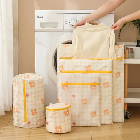 Sacco per Lavatrice in Poliestere con Rete Fine Stampata Motivo Orso Carino Sacco Protettivo per Lavaggio Vestiti Cappotto Reggiseno Calze Set