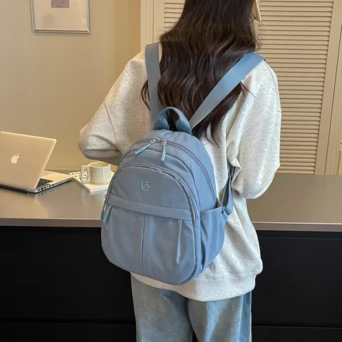 Women Fashion Lightweight Nylon Small Backpack Simple Casual Versatile Large Capacity Student School Bag For Daily Commute Travel