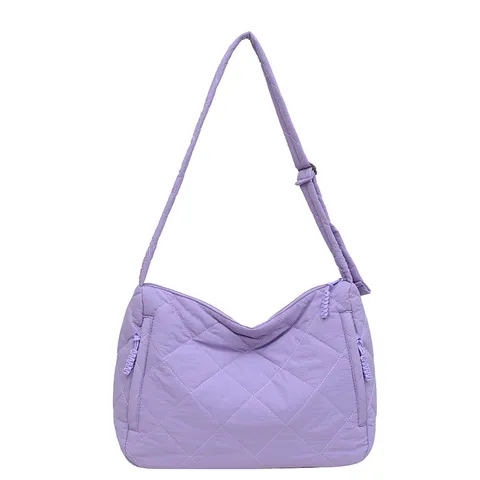 Large Capacity Nylon Quilted Tote Bag Casual Lightweight Padded Shoulder Bag Versatile Daily Shopper Bag For Women