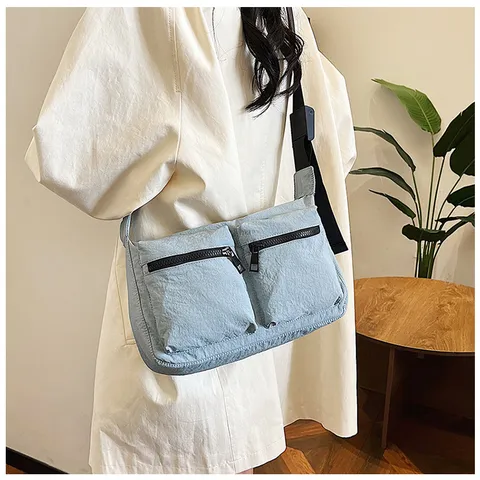 Women Casual Nylon Shoulder Bag Multi-Pocket Crossbody Bag Large Capacity Tote Bag Daily Commuter Handbag