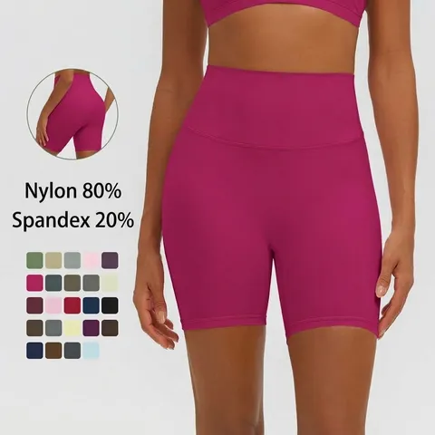 Pantaloncini Da Yoga A Vita Alta Donna Nylon Spandex Controllo Pancia Sollevamento Glutei Senza Cuciture Fitness