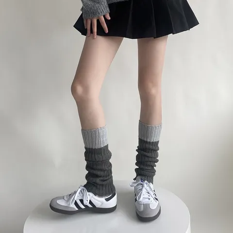 Women Fashion Knit Leg Warmers Color Block Casual Winter Warm Slouch Socks Long Calf Socks Apparel Accessories