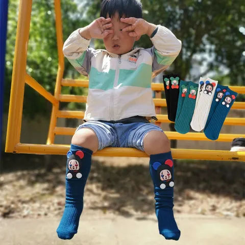 Kids Cartoon Clown Cotton Socks Cute 3D Doll Mid Calf Socks Children Fashion Casual Daily Wear Hosiery