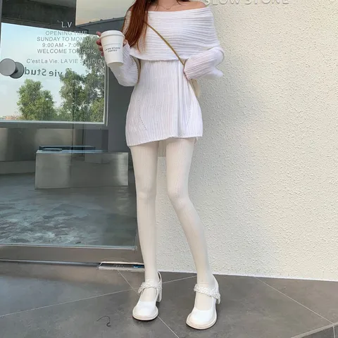 Damen Retro Zopfmuster Baumwolle Strumpfhose Winter Warm Gefütterte Strumpfhose Süße Echte Farbe Fuß Steg Strumpfhose