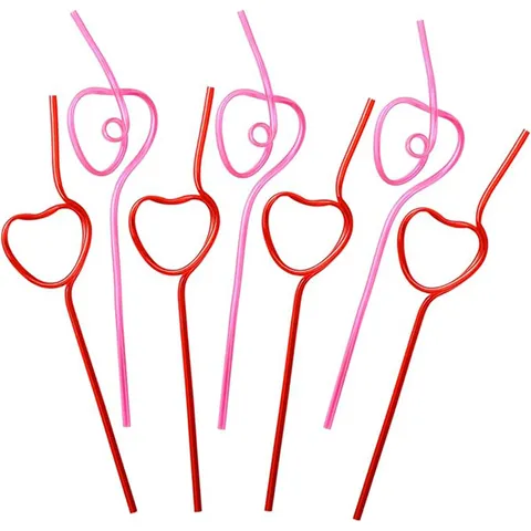 Reusable PET Crystal Drinking Straws Creative Heart Shaped Plastic Straws For Kids Party Holiday