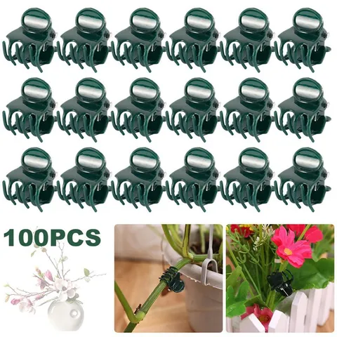Clips de Support de Plante en Plastique Pinces de Tige Vertes pour Légumes Fleurs Vigne Grimpante Outils de Jardinage