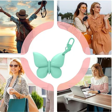 Portable Silicone Lipstick Holder Cute Butterfly Shape Lip Gloss Case With Keychain Makeup Accessory For Women Daily