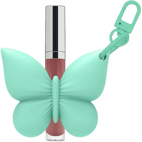 Portable Silicone Lipstick Holder Cute Butterfly Shape Lip Gloss Case With Keychain Makeup Accessory For Women Daily