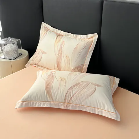 Fundas de Almohada de Puro Algodón Suave Estampado Floral Tejido de Satén Transpirable Ropa de Cama Fundas de Cojín para Decoración de Dormitorio