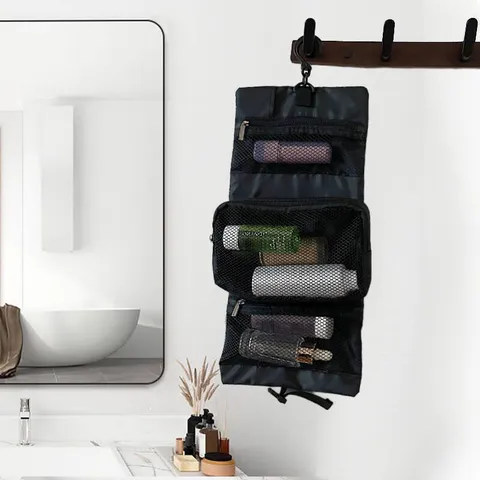 Minimalistische Oxford Stof Toiletzak Waterdichte Reizen Cosmetica Organizer Hangende Toiletzak Met Haak Voor Vrouwen Mannen