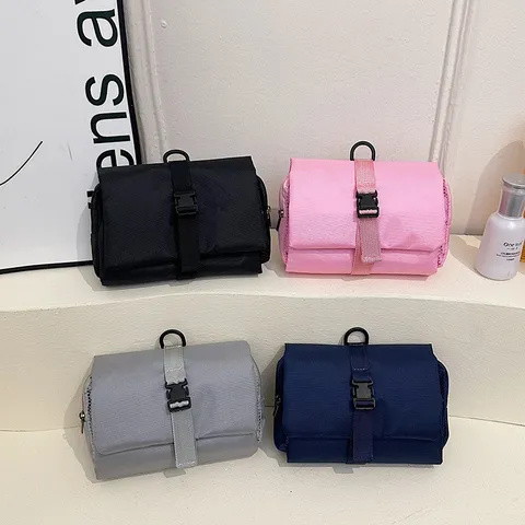 Minimalistische Oxford Stof Toiletzak Waterdichte Reizen Cosmetica Organizer Hangende Toiletzak Met Haak Voor Vrouwen Mannen