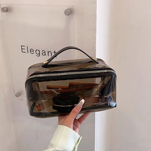 Transparante PVC Cosmeticatas Grote Capaciteit Draagbare Waterdichte Toiletorganizer Handtas Voor Reizen Dagelijkse Make-up