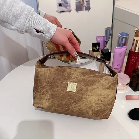 Vintage Denim PU Lederen Kosmetische Tas Grote Capaciteit Reis Toilettas Waterdichte Make-up Etui voor Dames