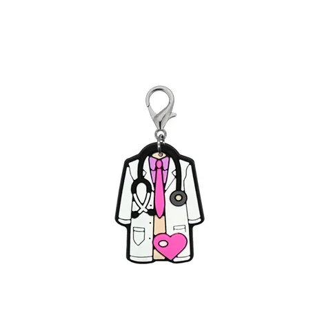 Medical Nurse PVC Soft Rubber Keychain Cute Cartoon Stethoscope Syringe Key Ring Bag Charm