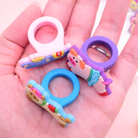 Kinder Süße Cartoon Dachshund PVC Weiche Gummi Ring DIY Kinder Spielzeug Verstellbarer Fingerring Mode Schmuck Geschenk
