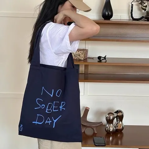 Donne Grande Capacità Tela Borsa Tote Casual Versatile Stile Coreano Stampa Lettera Borsa a Spalla Borsa della Spesa