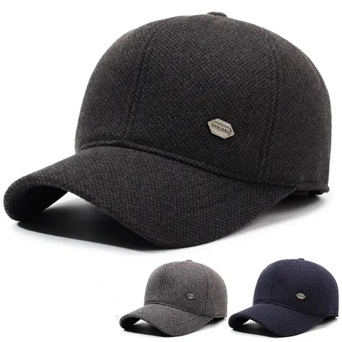 Men's Winter Warm Baseball Cap Thickened Earflap Dad Hat Cotton Casual Adjustable Thermal Winter Hat