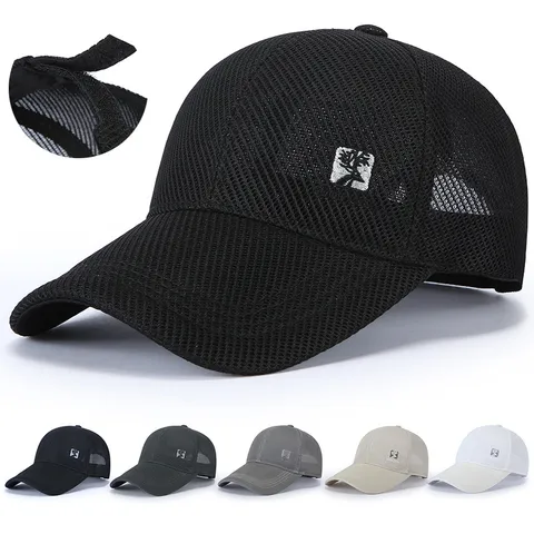 Men's Mesh Baseball Cap Breathable Summer Sun Protection Adjustable Outdoor Casual Sports Golf Fishing Hat