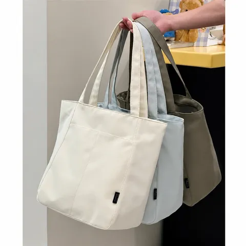 Borsa Tote Casual di Grande Capienza da Donna in Tessuto Oxford Borsa a Tracolla Minimalista da Commuter con Tasca Esterna Borsa alla Moda