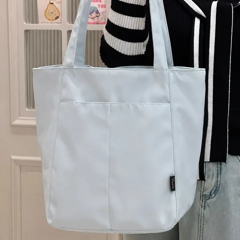 Borsa Tote Casual di Grande Capienza da Donna in Tessuto Oxford Borsa a Tracolla Minimalista da Commuter con Tasca Esterna Borsa alla Moda
