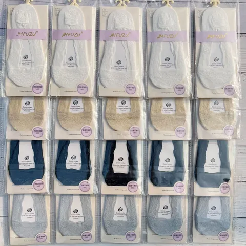Chaussettes Invisibles Décolletées en Dentelle pour Femmes Maille Respirante Anti-Dérapant Silicone Décontracté Été Courtes