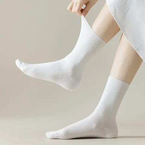 Women's Casual Pure Color Comfy Cotton Crew Socks Basic Solid Color Seamless Soft Breathable Daily Socks