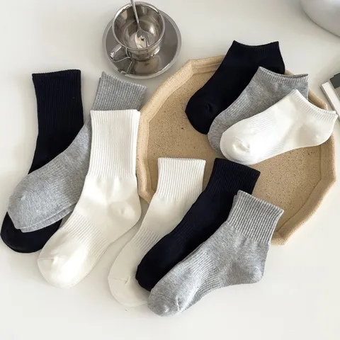 Men Women Casual Cotton Socks Solid Color Anti-Odor Breathable Athletic Stockings