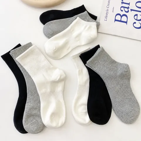 Men Women Casual Cotton Socks Solid Color Anti-Odor Breathable Athletic Stockings
