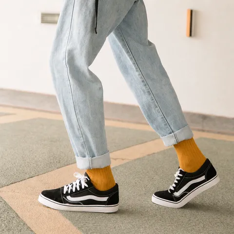 Men's Casual Solid Color Vertical Striped Mid-Calf Cotton Socks Breathable Sweat-Absorbent Business Sports Long Socks