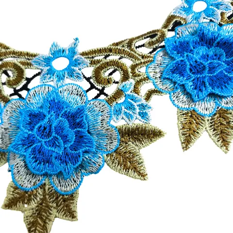 Ethno-Stil Bestickt Blumen Spitzenkragen Mehrfarbig Hohl Applikation Polyester Falscher Kragen Bekleidung Patch Zubehör