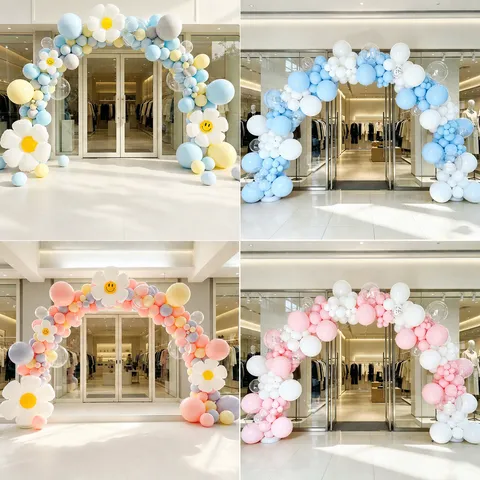 Daisy Smile Balloon Arch Birthday Party Decoration Store Opening Celebration Rainbow Sequin Latex Balloon Garland Arch Decoration