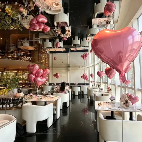 Hartvormige Aluminiumfolie Ballonnen Metalen Glans Hart Ballonnen Bruiloft Kamer Verjaardag Aanzoek Scène Decoratie Met Lint