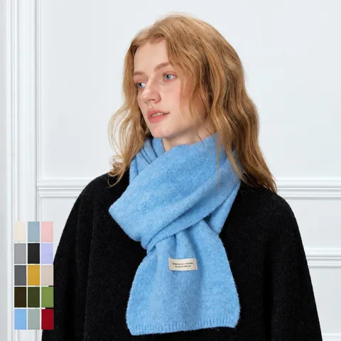 Sciarpa Casual in Maglia a Tinta Unita Unisex Morbido Caldo Misto Lana Sciarpa Lunga Antivento Scialle a Maglia Autunno Inverno