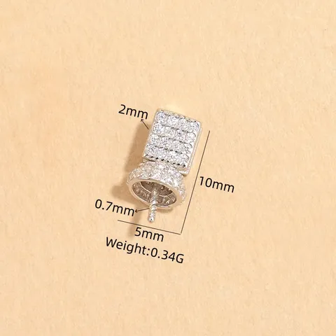 Fermoir Pendentif Carré en Argent Sterling S925 Avec Micro-Pave Zirconia Attache Cube pour Fabrication de Bijoux DIY Collier