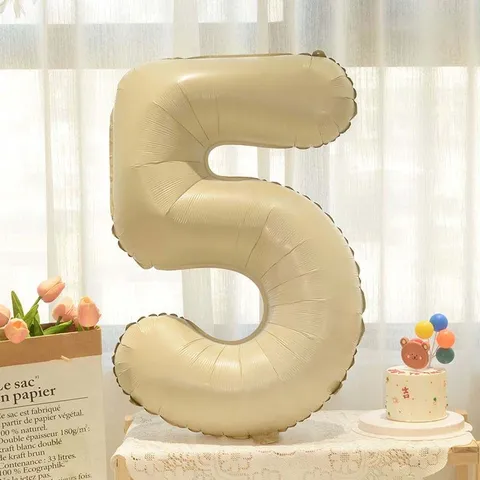 Caramel Cream Number Foil Balloon Mylar Balloons For Kids First Birthday Party Decoration Baby Shower Celebration Supplies