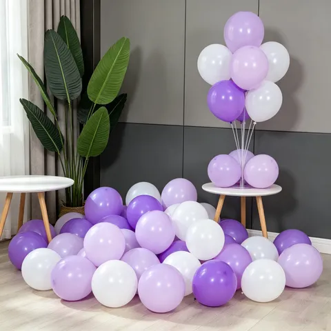 Thickened Purple White Pink Latex Balloons Set 10 Inch Round Macaron Balloons For Birthday Wedding Party Venue Decoration