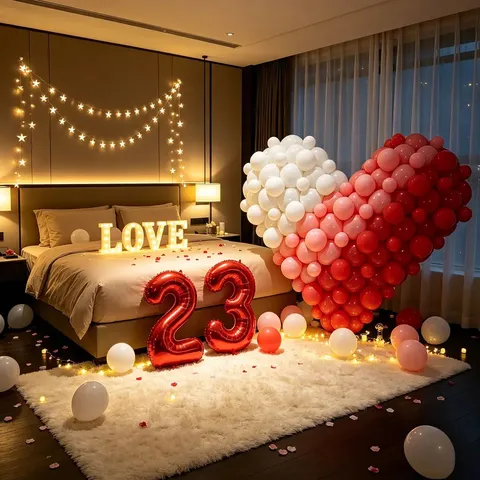 Romantic Gradient Heart Balloon Set For Wedding Mall KTV Confession Party Decoration Colorful Latex Balloons