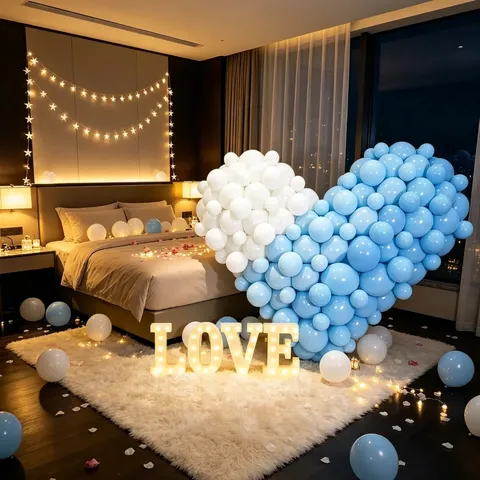 Romantic Gradient Heart Balloon Set For Wedding Mall KTV Confession Party Decoration Colorful Latex Balloons