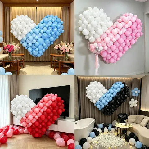 Macaron Color 3D Heart Balloon Set For Birthday Proposal Wedding Engagement Party Decoration Romantic Aluminum Foil Balloons
