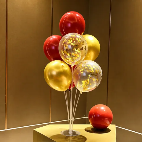 Balloon Table Stand Kit With Latex Balloons Metallic Sequin Balloon Column For Birthday Party Classroom Desktop Decoration Ornament
