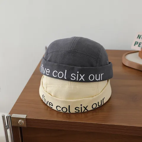 Kinder Baumwolle Docker Hut Retro Roll-Back Sailor Cap Casual Hip Hop Buchstabenbestickung Mütze Für Kleinkinder Jungen Mädchen