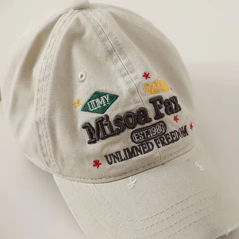 Kids Cotton Baseball Cap Vintage Washed Letter Embroidery Adjustable Soft Crown Sun Hat