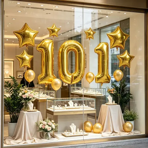 National Day Party Balloon Decoration Set Foil Pentagram Heart Balloons Red Gold Digital Balloons Event Supplies