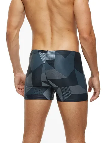Herren Schnelltrocknend Badeshorts Geometrisches Karomuster Elastischer Bund Lssig Strand Boardshorts Sommer Badehose